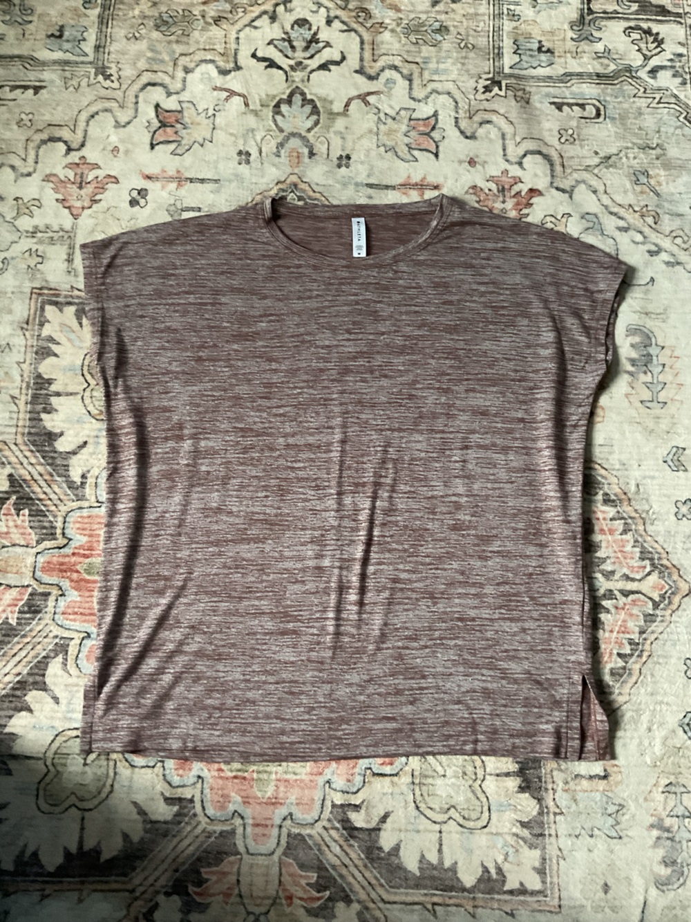 Athleta Essence Cap Sleeve Modal Relaxed Fit Tee Heathered Maroon - Size M